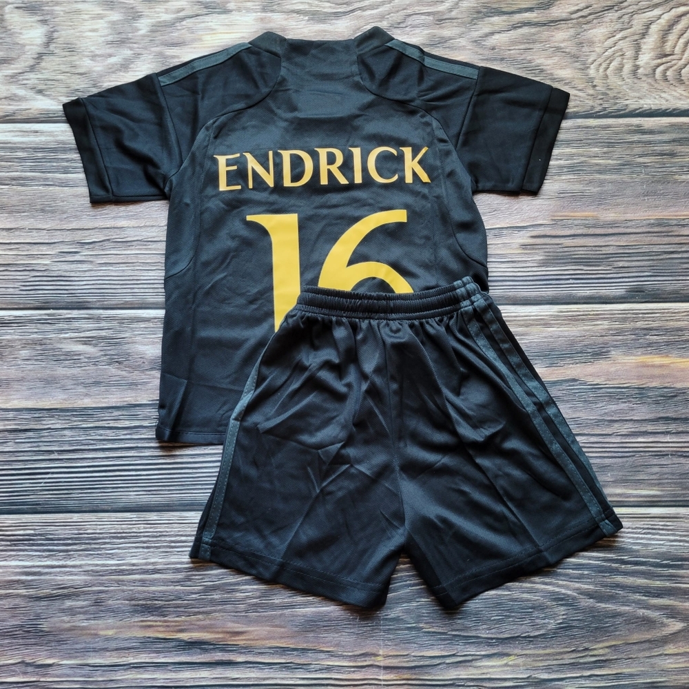 Real Madrid away kid's soccer uniform